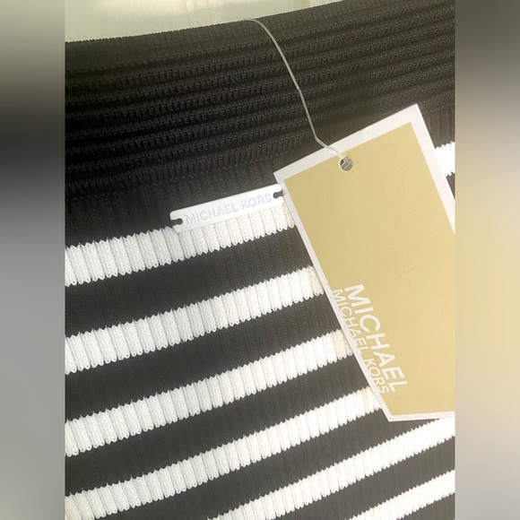 Michael Kors Black and White Striped Stretch Bodycon Tube  Maxi Skirt SIZE Large - Picture 4 of 4